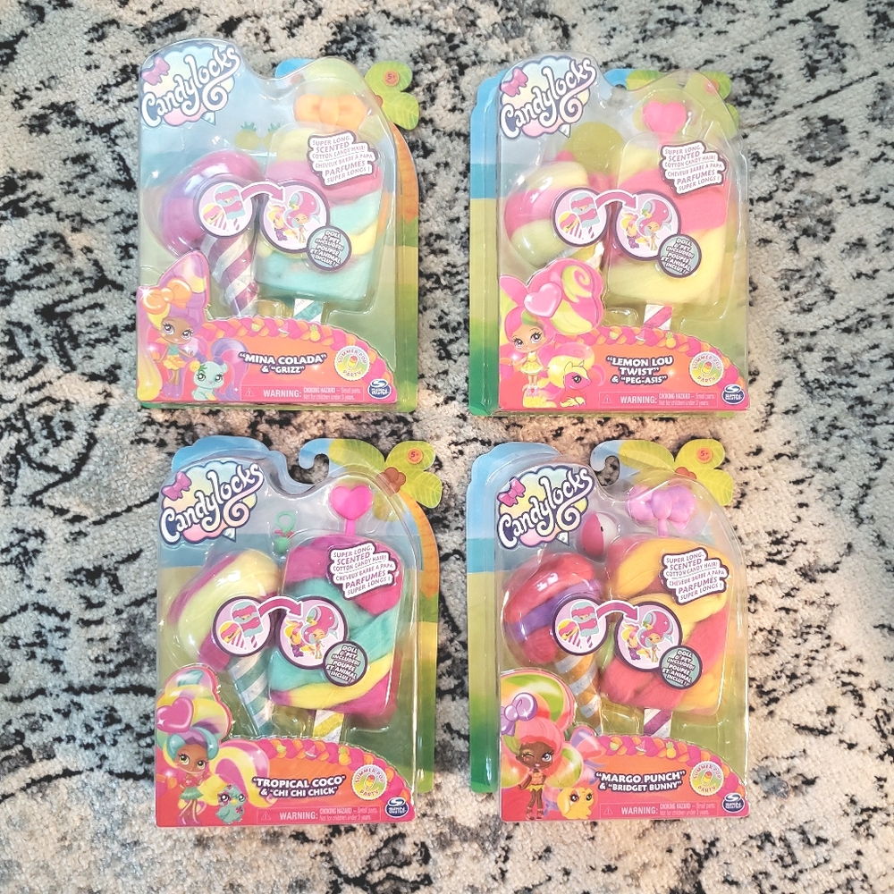 New Candylocks Dolls Set of Four + Pets